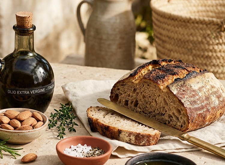 Persona madura preparando comida saludable con alimentos frescos en una cocina luminosa